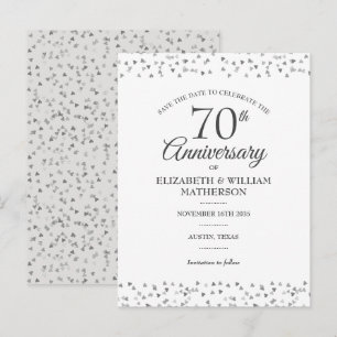 70. Jubiläum Hearts Konfetti Save-the-Date Ankündigungspostkarte