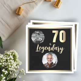 70 & Legendary 2 Fotos 70. Geburtstag Gold Serviette