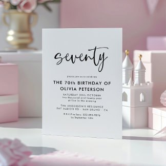 70. Modern 70. Black & White Geburtstagsparty Magneteinladung