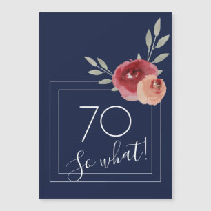 70 na und Blau Wasserfarbe Floral 70. Geburtstag  Magnetkarte