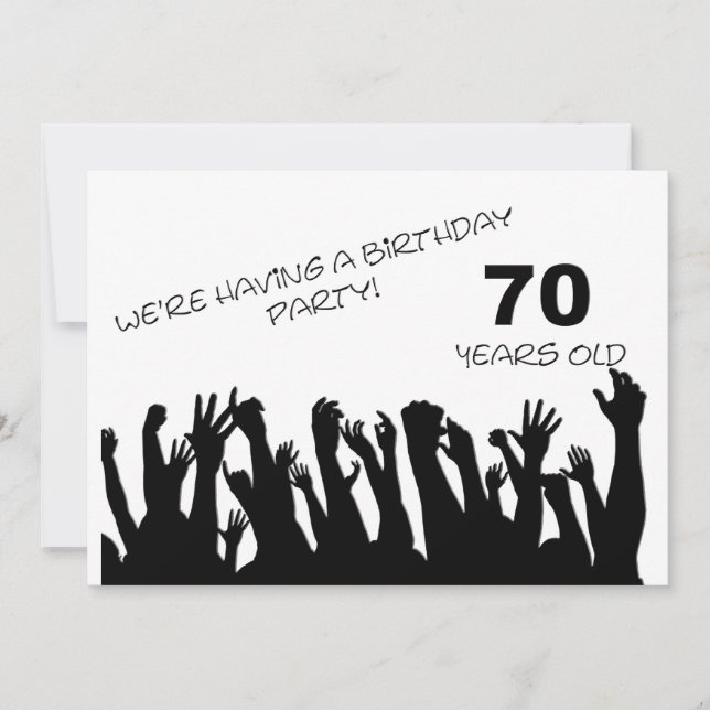 70. Party Einladung mit jubelnden Menschenmengen (Vorderseite)