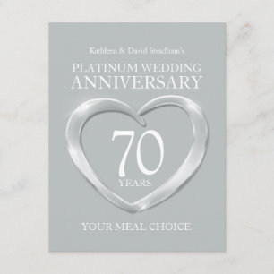 70. Platin-Hochzeitstagmahlzeitwahl Begleitkarte