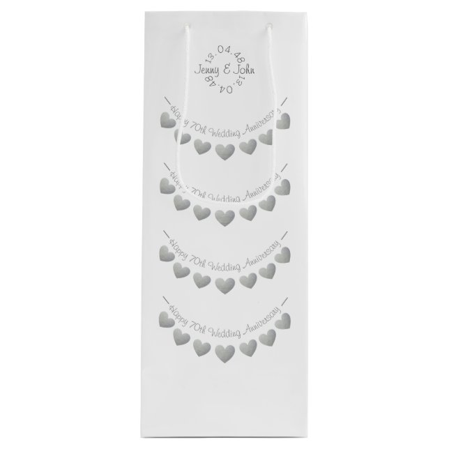 70. Platinum Hochzeitstag Geschenktüte Für Weinflaschen (Vorderseite)