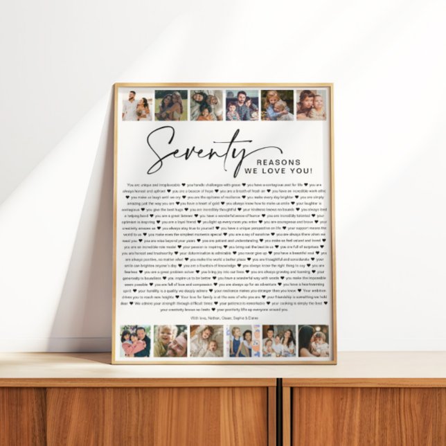 70 Reasons We Love You Birthday Photo Collage Poster (Von Creator hochgeladen)