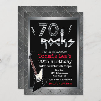 70 Rocks Rockstar Gitarre 70. Geburtstag Einladung