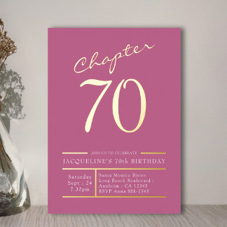 70 Rosa 70. Geburtstagsparty Gold Folieneinladung