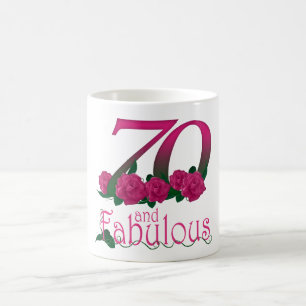 70. Rosen-Blumen-Tasse des Geburtstages 70 rosa Tasse