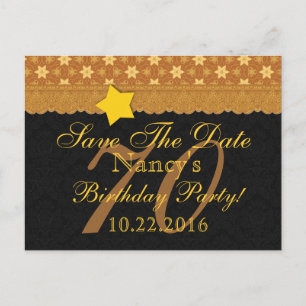 70. Save the Date Geburtstag Gold Black Lace A2 Ankündigungspostkarte