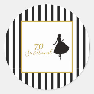 70 & Sensationelle schwarze und goldene Geburtstag Runder Aufkleber