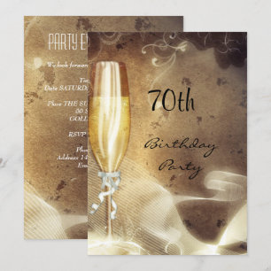 70. Sepia Champagnerglas Einladung