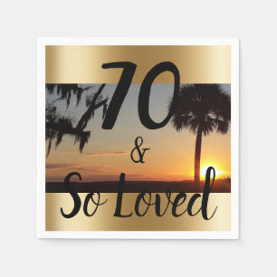 70 & So Loved Sunset Palm Geburtstag Napkins Serviette