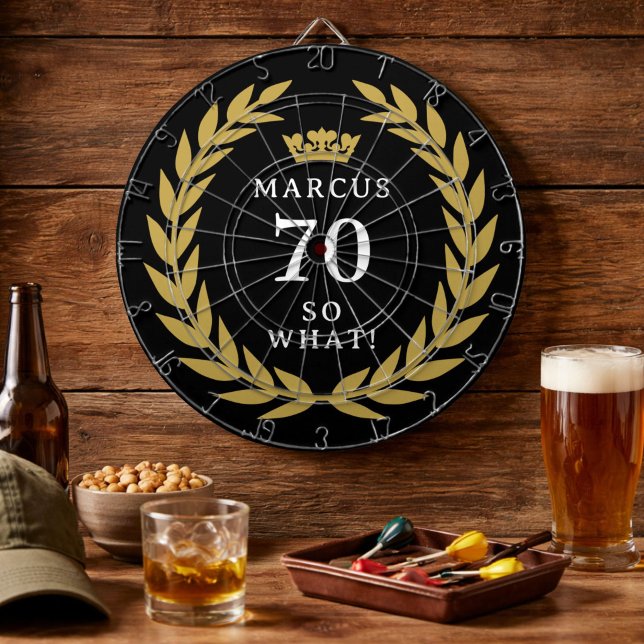 70 So, was Funny Laurel Wreath Crown 70. Geburtsta Dartscheibe (Von Creator hochgeladen)