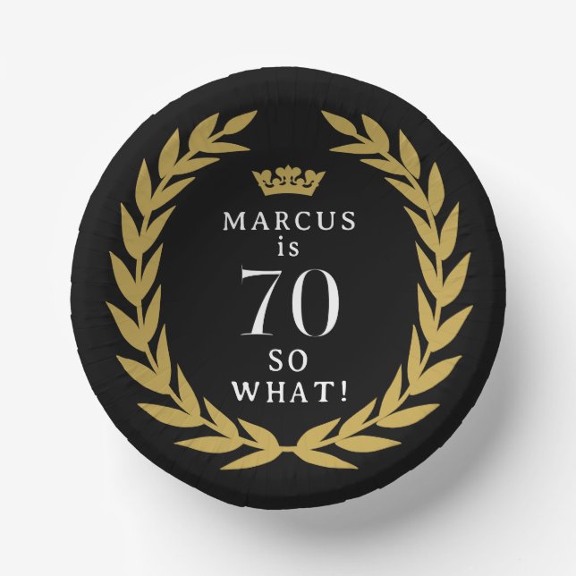 70 So, was Funny Laurel Wreath Crown 70. Geburtsta Pappteller (Vorderseite)