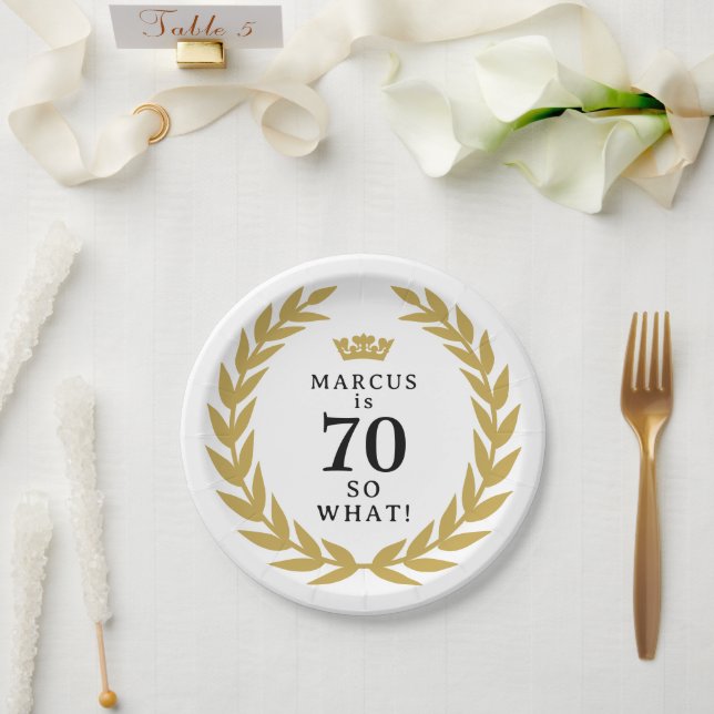 70 So, was Funny Laurel Wreath Crown 70. Geburtsta Pappteller (Hochzeit)