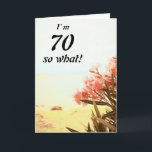 70 so Was Sea Beach Oleander Floral 70. Geburtstag Karte<br><div class="desc">70 so Was Sea Beach Oleander Floral 70. Geburtstagskarte. Ein wunderschönes Foto mit blühendem Oleander am Strand und am Meer. Floral 70. Geburtstag Grußkarte mit einem lustigen und inspirierenden Zitat bin ich 70 so Was und ist perfekt für eine Person mit einem Sinn für Spaß. Passen Sie Ihre Altersnummer und...</div>