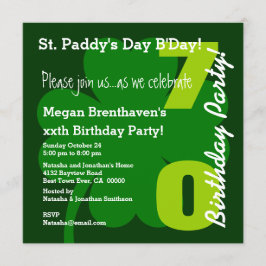 70. ST PATRICK Geburtstagsparty Kleeblatt A03B Einladung
