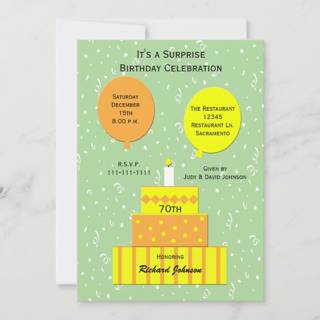 70. Überraschung Birthday Party Einladung (Vorderseite)