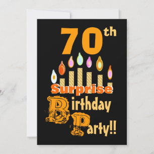 70. ÜBERRASCHUNG Geburtstag festliche Gold Kerzen