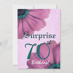 70. Überraschung Geburtstag Pink Daisies E002 Einladung