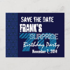 70. Überraschung Geburtstag Save the Date blaues M Ankündigungspostkarte