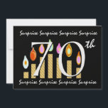70. ÜBERRASCHUNG Geburtstagspartei Vorlage Metalli<br><div class="desc">Dieses Design mit seinen festlichen Kerzen und seiner bunten Schrift ist ein lustiger Weg, die Leute zu einem SURPRISE Geburtstagsfest einzuladen. Text auf der Rückseite der Einladung ist völlig anpassbar - auf der Vorderseite können Sie das Geburtstagsjahr und den Geburtstagsgast hinzufügen. Sie können mit verschiedenen Papiertypen experimentieren, indem Sie auf...</div>
