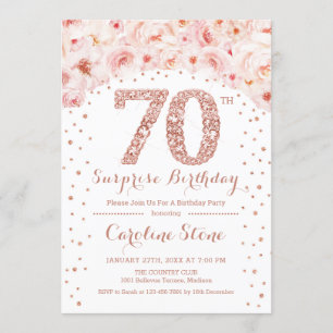 70. Überraschung Geburtstagsparty - White Rose Gol Einladung