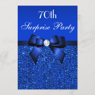 70. Überraschungs-Party-königliches Blau-Sequins Einladung