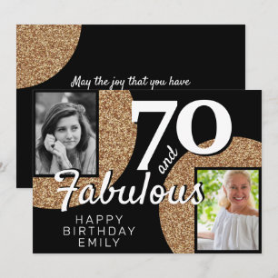 70 und Fabelhaft Gold Glitter 2 Foto 70. Geburtsta Karte