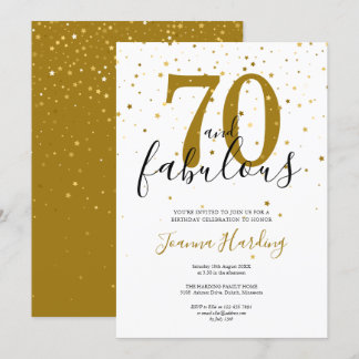 70 und fabelhafte Elegant Gold und Black Birthday Einladung