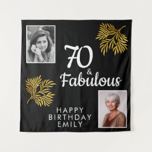 70 und fabelhafte Gold Foliage 2 Foto Geburtstag Wandteppich