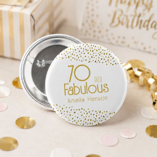 70 und fabelhafter Gold Glitzer 70. Geburtstag Button