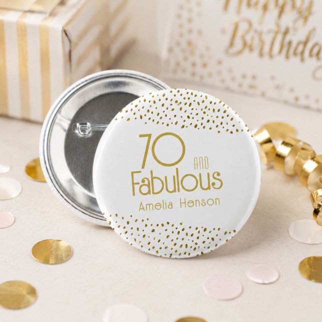 70 und fabelhafter Gold Glitzer 70. Geburtstag Button (Von Creator hochgeladen)