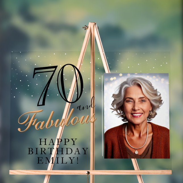 70. und fabelhaftes elegantes Black 70. Geburtstag Acrylschild (Neutral)