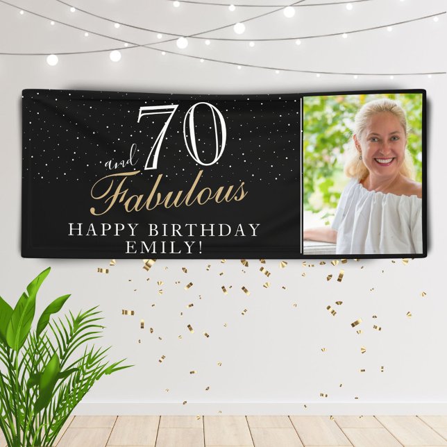 70. und fabelhaftes elegantes Black 70. Geburtstag Banner (Von Creator hochgeladen)