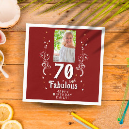 70 und fabelhaftes Foliage Red 70. Geburtstags-Fot Serviette