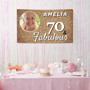 70 und fabelhaftes Gold Glitzer 70. Geburtstag Fot Banner