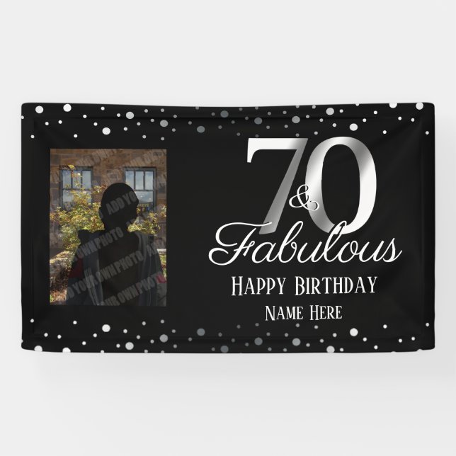 70 und Fabulous Birthday Confetti Foto Banner (Horizontal)