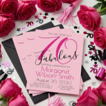 70 und Fabulous Blush Pink Schwarz 70. Geburtstag