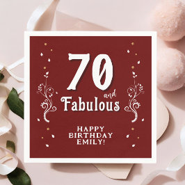 70 und Fabulous Foliage Red 70. Geburtstag Serviette