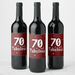 70 und Fabulous Glitzer Red 70. Geburtstag Weinetikett