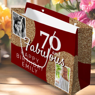 70 und fabulous Gold Glitzer 2 Foto 70. Geburtstag Große Geschenktüte
