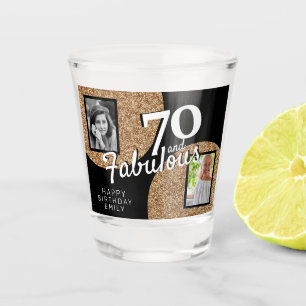 70 und fabulous Gold Glitzer 2 Foto 70. Geburtstag Schnapsglas