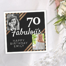 70 und fabulous Gold Glitzer 2 Foto 70. Geburtstag Serviette