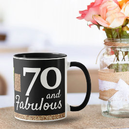 70 und fabulous Gold Glitzer 2 Foto 70. Geburtstag Tasse