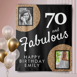 70 und fabulous Gold Glitzer 2 Foto 70. Geburtstag Wandteppich