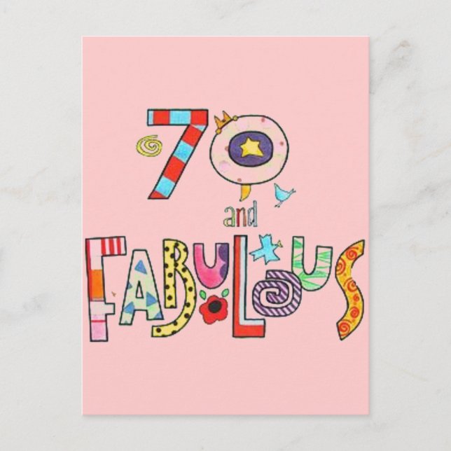 70 und fabulous Happy 70. Geburtstag Postkarte (Vorderseite)