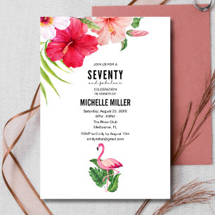 70 und Fabulous Pink Flamingo 70. Geburtstagsparty Einladung