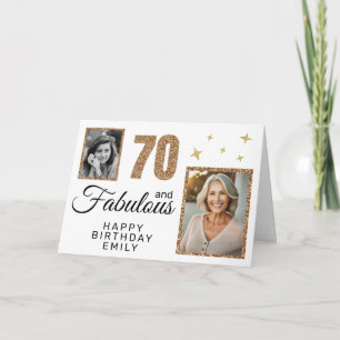70 und Fantastisch Gold Glitter 2 Foto 70. Geburts Karte