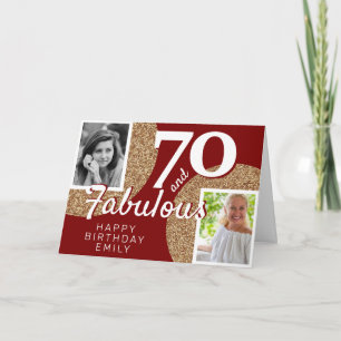 70 und Fantastisch Gold Glitter 2 Foto 70. Geburts Karte