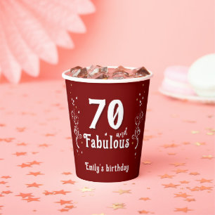 70 und fantastisches Laub Rot 70. Geburtstag Pappbecher